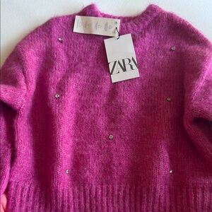 Zara Women's Fuchsia Embellished Sweater